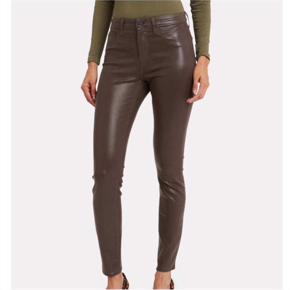 L’AGENCE Marguerite High Rise Coated Skinny Jeans Dark Mocha